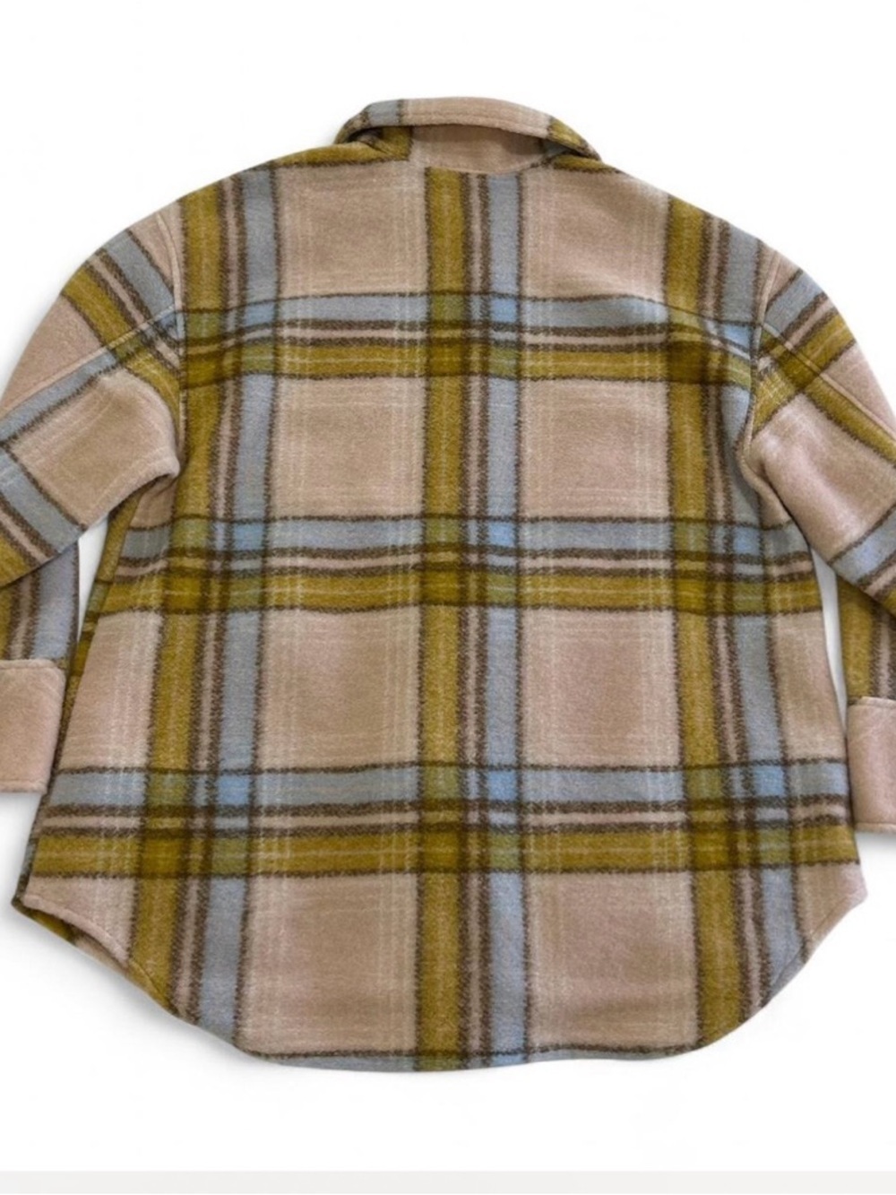 NWT Plaid Oversized Shacket Fall Wool Blend Pink & Blue Woman's XL Streetwear - Picture 4 of 8